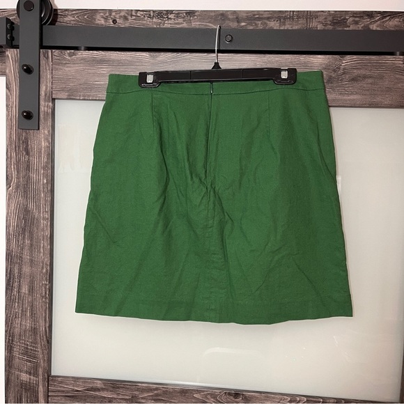 J. Crew Cotton Linen Blend Hunter Green Women’s Skirt Button Detail Size 10 - Picture 2 of 8